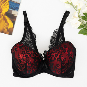 Women's red bra with black lace - Underwear red, black, WOMAN \ TOP  SEASON WOMAN \ LINGERIE \ Bras CHRISTMAS TIME