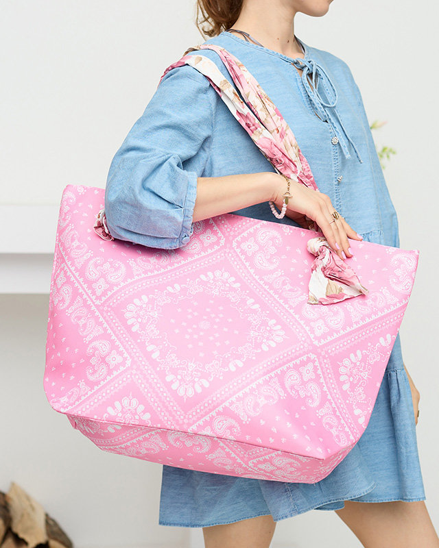 large pink beach bag