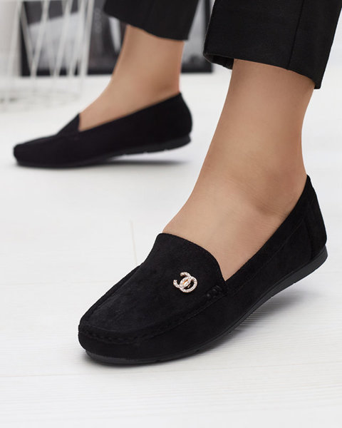 Black women's moccasins with an addition in zircons Endirmo - Footwear