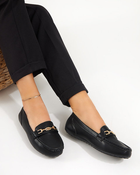 Black women's moccasins with an ornament on the toe Okeri - Footwear