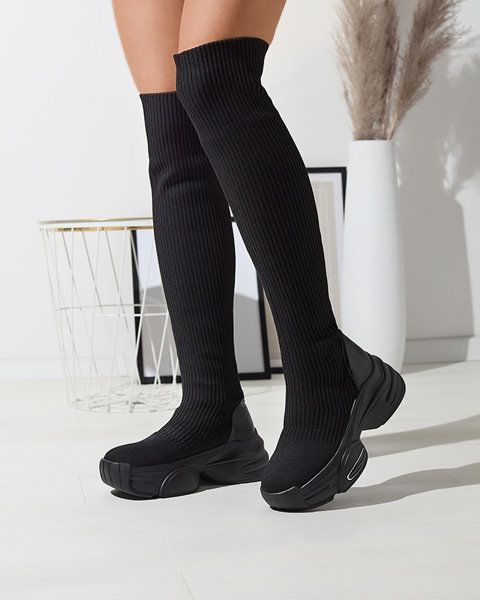 Black women's slip-on over-the-knee boots Georisa - Footwear