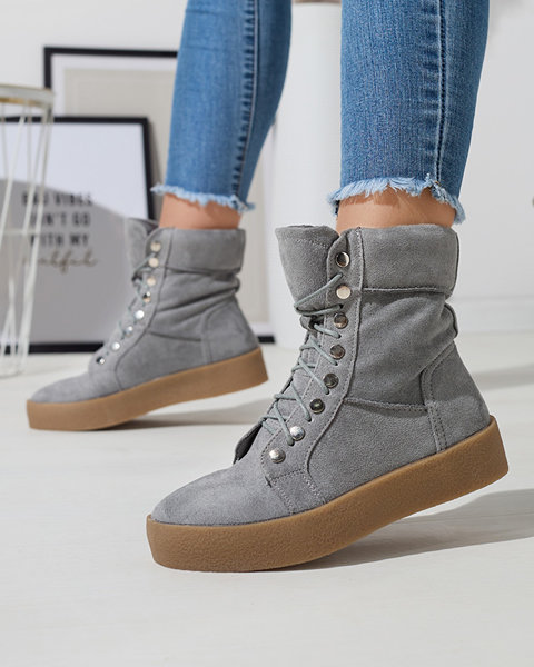 Gray women's lace-up boots Tamifil- Footwear