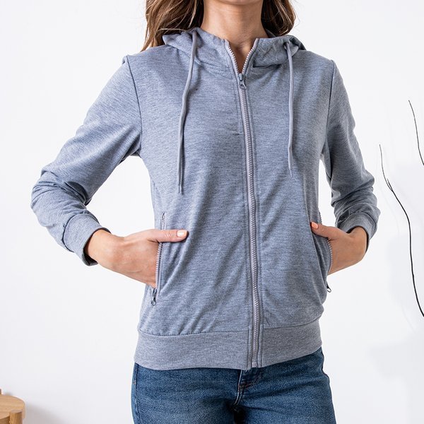 Gray women's zipped sweatshirt - Clothing