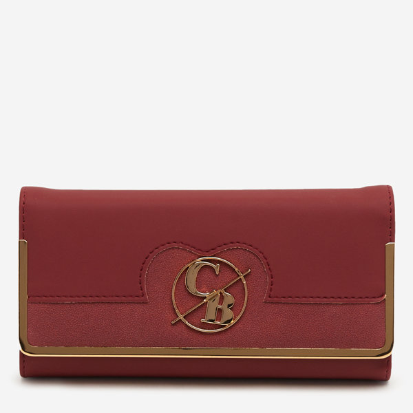 Large maroon women's wallet with a decoration - Accessories