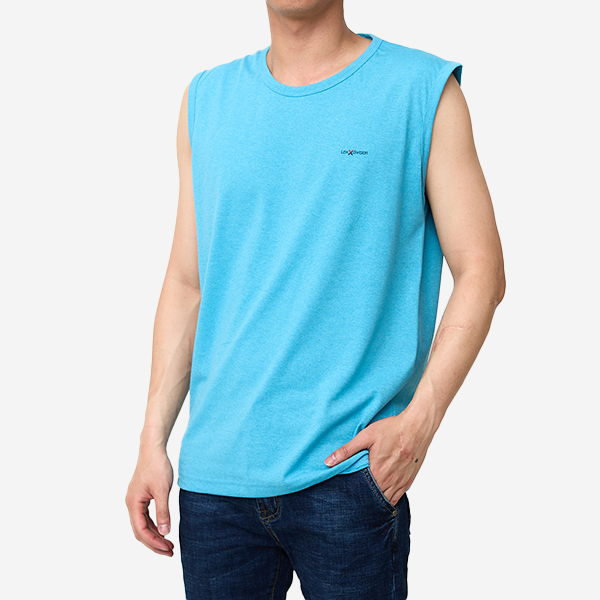 Men's blue sleeveless t-shirt - Clothing