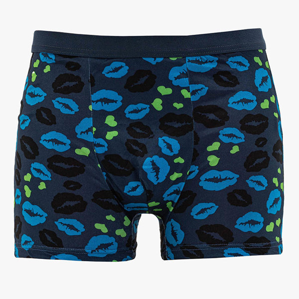 Men's navy blue boxer shorts with print - Underwear