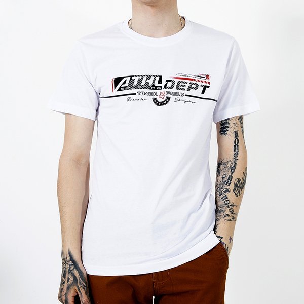 Men's white cotton t-shirt with the inscription - Clothing