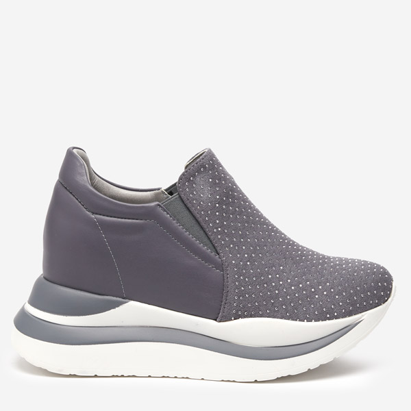OUTLET Gray women's sneakers with a hidden wedge Elema - Footwear