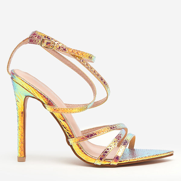 OUTLET Holographic rose gold sandals Georio - Shoes