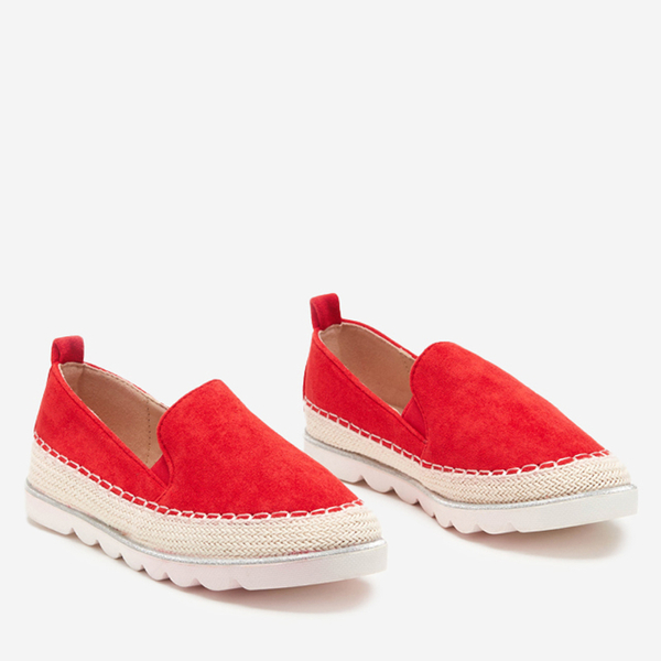 OUTLET Red women's slip-on shoes Fabiola - Footwear