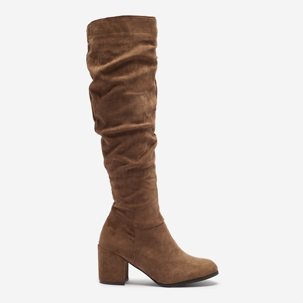 OUTLET Women's boots on a post in brown Beroll- Footwear