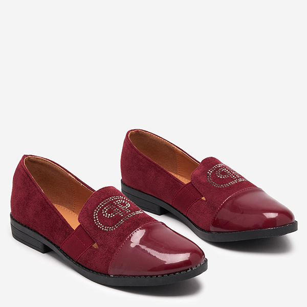 OUTLET Women's burgundy loafers with a lacquered Velqi toe - Footwear