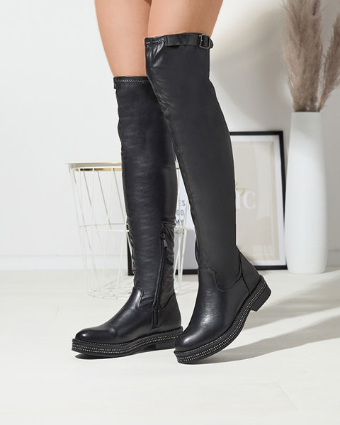 OUTLET Women's over-the-knee boots in black Faberro- Footwear