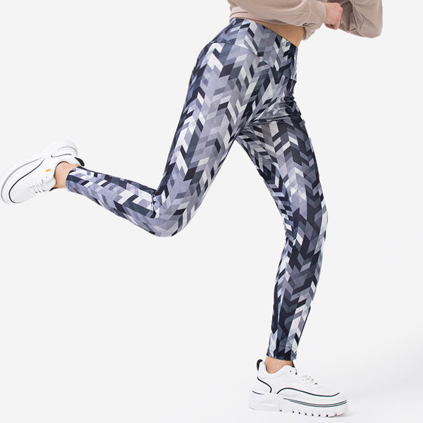Patterned gray high-waisted leggings for women - Clothing