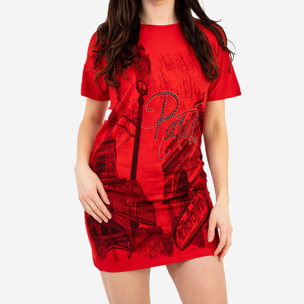 Red women's printed t-shirt - Clothing