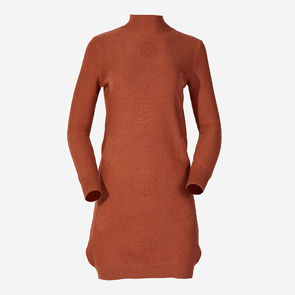Women's brown turtleneck sweater dress - Clothing