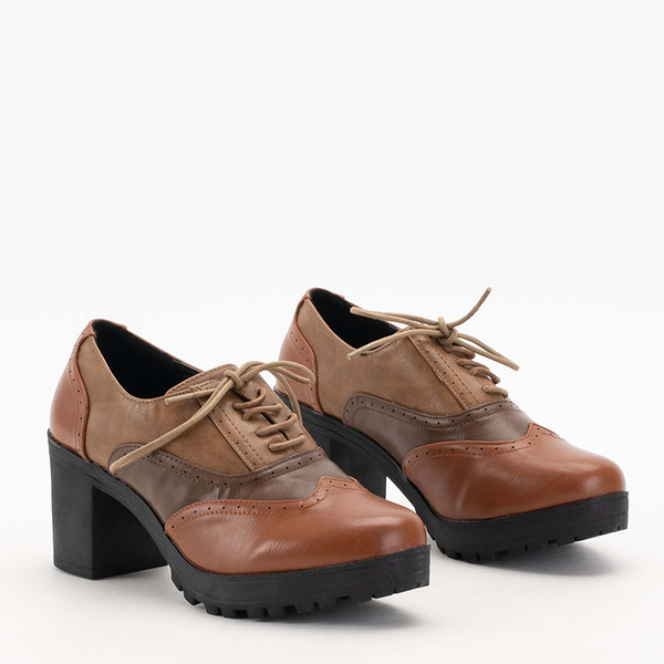Women's camel shoes on the Tiarino post - Footwear