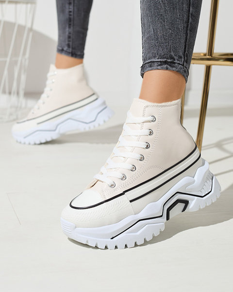 Women's cream insulated platform sports shoes a'la sneakers Retiha - Footwear