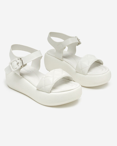 Women's eco leather quilted wedge sandals in white Baloui. Footwear