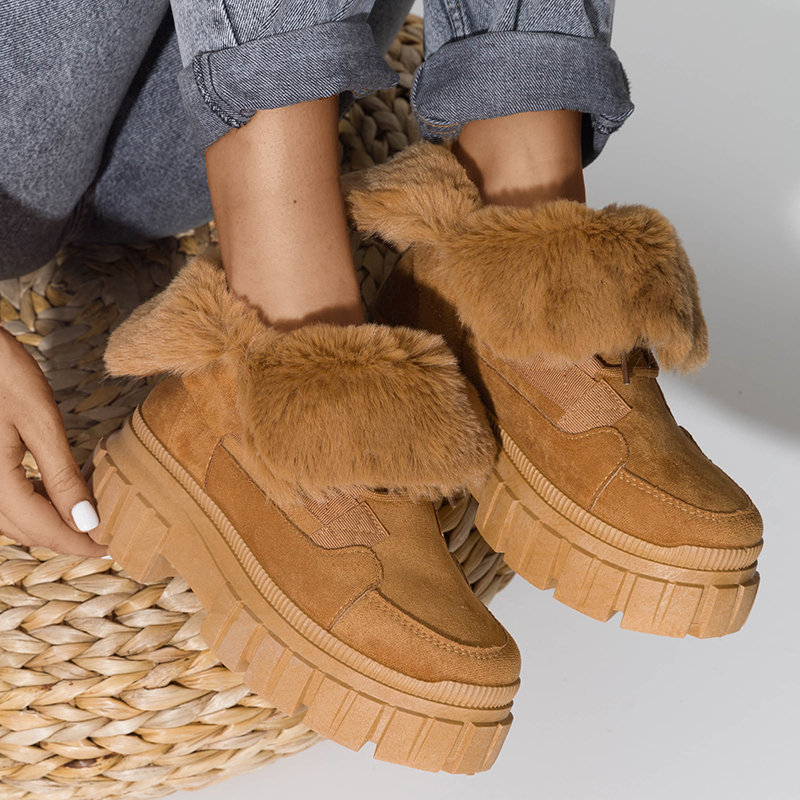Women's insulated eco-suede camel boots Zulika - Footwear