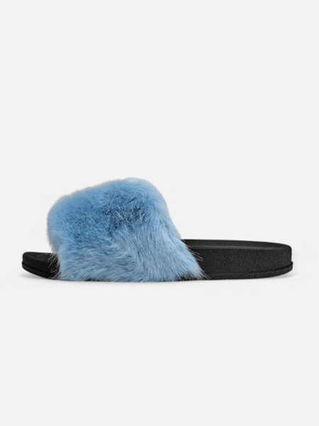 Women's maroon slippers with fur Nonna- Shoes