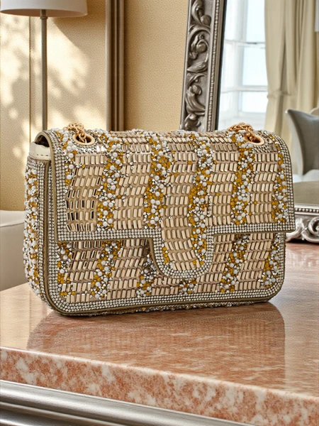 Golden Elegancia Fiori Handbag