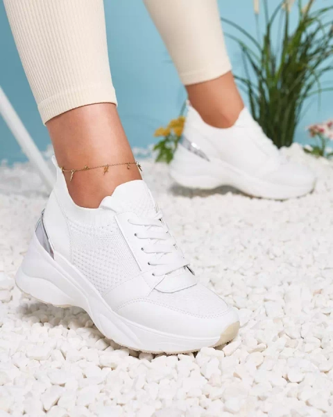 White women's sneaker sports shoes on a heel Ezetta- Footwear