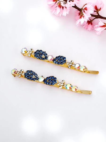 Royalfashion Hairpins with rhinestones and small bows Tiny Bows