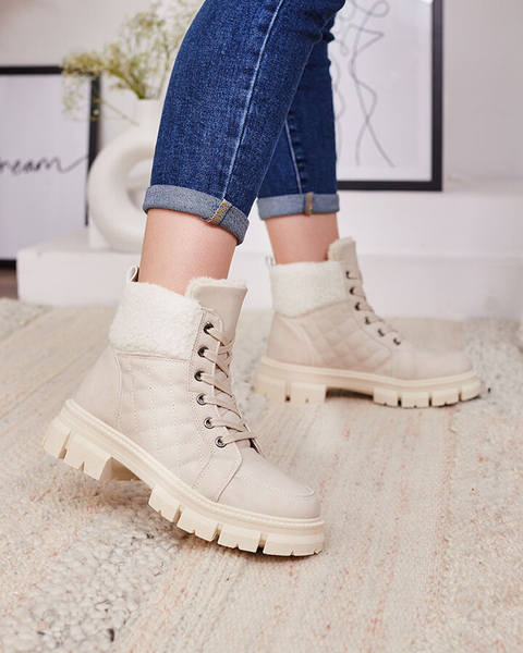 Royalfashion Beige women's insulated trapper boots Hogenaf