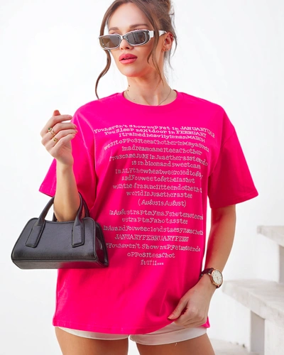 Royalfashion Women's Cotton T-shirt with Rhinestone Text