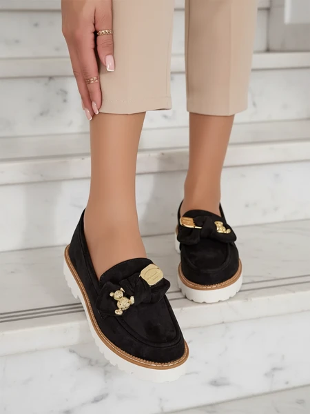 Nero Elegante Ecological Leather Moccasins