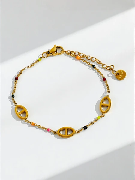 Aurelia Arco gold-plated stainless steel bracelet with colorful beads