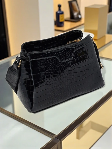 Patent Leather Small Women's Eco-Leather Bag Midnight Fern