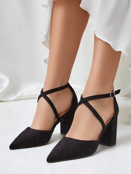 Royalfashion Women's eco-suede pumps with Kanastru straps