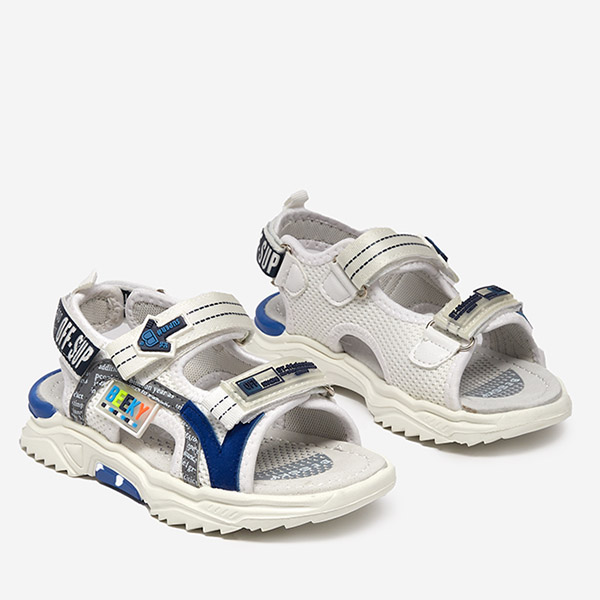 Children's white and navy blue sandals fastened with Ceteris Velcro - Shoes
