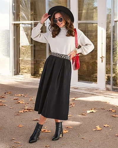 Royalfashion Women's midi skirt a' la corduroy