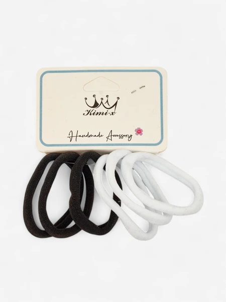 Royalfashion Set of 6 Hair Ties Color Black & White