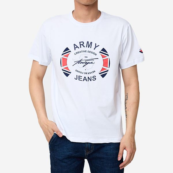 Men's white printed t-shirt - Clothing