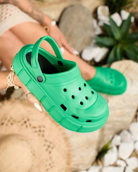 Royalfashion Dark green women's rubber flip-flops Kooranza