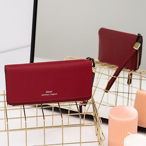Large burgundy women's wallet - Accessories