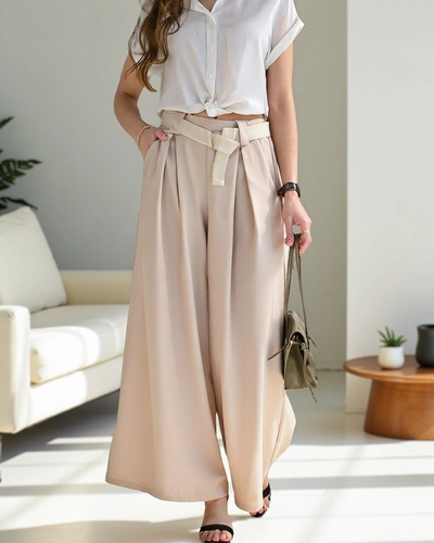 Royalfashion Wide women's pants with a belt