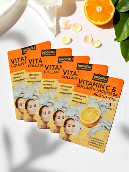 Haokali - Face mask with Vitamin C and collagen - moisturizes, brightens, and tones.