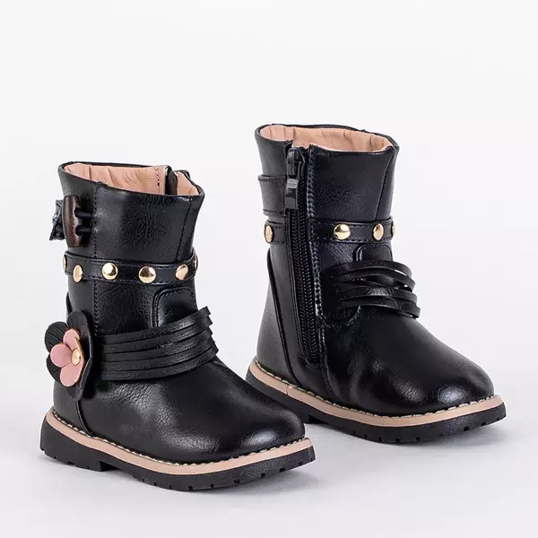 OUTLET Children's navy blue eco leather boots Kisso - Footwear