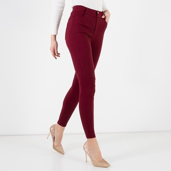 Maroon women's fabric tube pants - Clothing