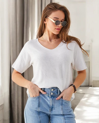 Royalfashion Thin women's sweater with short sleeves