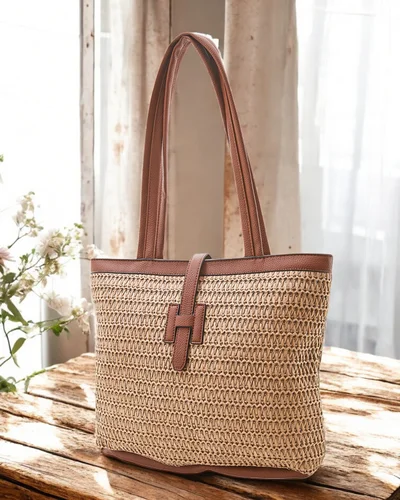 Royalfashion Large straw women's handbag