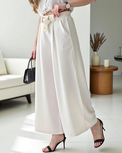 Royalfashion Wide women's trousers with a belt