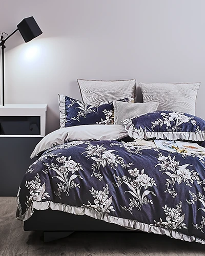 Royalfashion Patterned bedding with frill 160x200 set of 3 PIECES