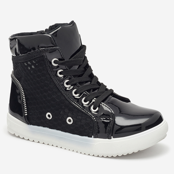 Black girls' high-top sneakers Borris- Footwear