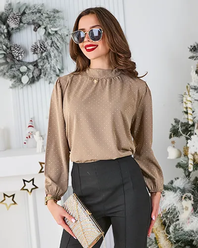 Royalfashion Women's shirt with rhinestones